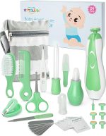 OTTOLIVES Baby Healthcare and Grooming Kit, 24 in 1 Baby Electric Nail Trimmer Set Newborn Nursery Health Care Set for Newborn Infant Toddlers Baby Boys Girls Kids Haircut Tools (0-3 Years+) (Pink)